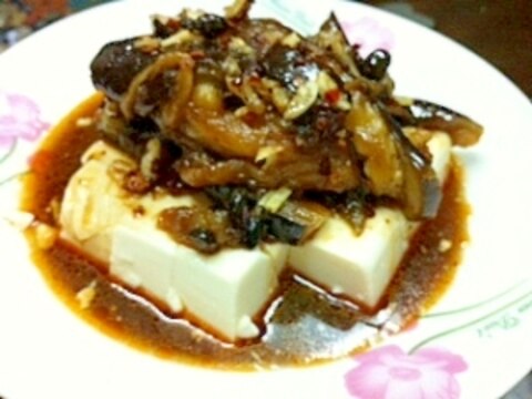 豆腐の黒酢にんにく茄子がけ